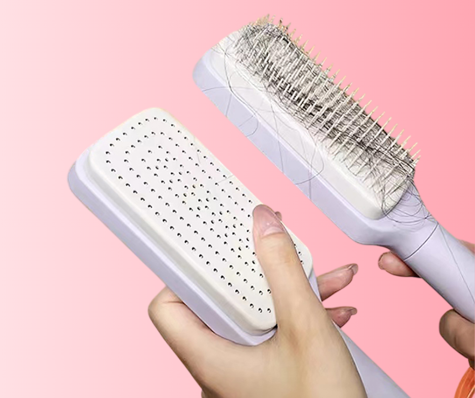 Self Cleaning Hairbrush - OXENNE -  -  Best Selling  - Keep your hairbrush clean effortlessly with Oxenne's Self-Cleaning Hairbrush. Removes hair with a single click for a fresh, hygienic experience every time! - Self Cleaning Hair Brush for Effortless Hair Care