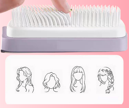 Self Cleaning Hairbrush - OXENNE -  -  Best Selling  - Keep your hairbrush clean effortlessly with Oxenne's Self-Cleaning Hairbrush. Removes hair with a single click for a fresh, hygienic experience every time! - Self Cleaning Hair Brush for Effortless Hair Care